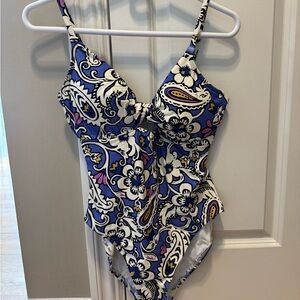 LOFT Blue and Pink Floral Swimsuit